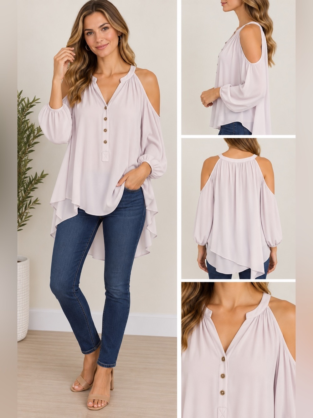 WOMEN'S Joseph Ribkoff Size 10 cold shoulder high low top